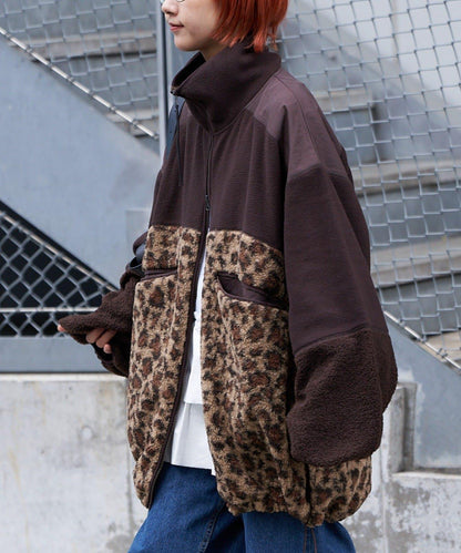 【etsinta/エシンタ】拼接羊羔絨寬鬆夾克