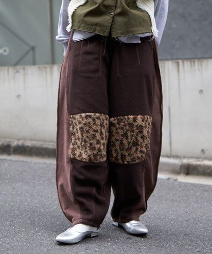 【etsinta/エシンタ】拼接羊羔絨休閒褲