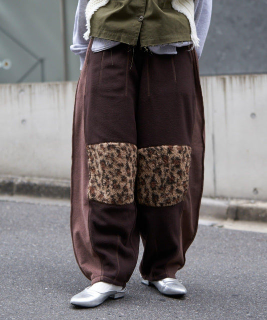 【etsinta/エシンタ】拼接羊羔絨休閒褲