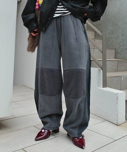 【etsinta/エシンタ】拼接羊羔絨休閒褲