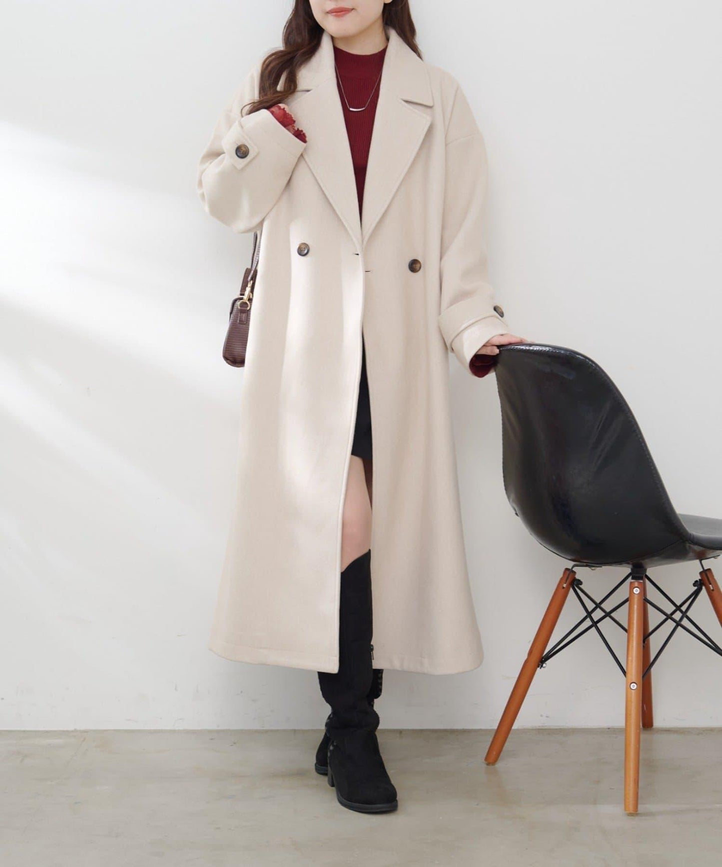 羊毛感雙排扣切斯特大衣