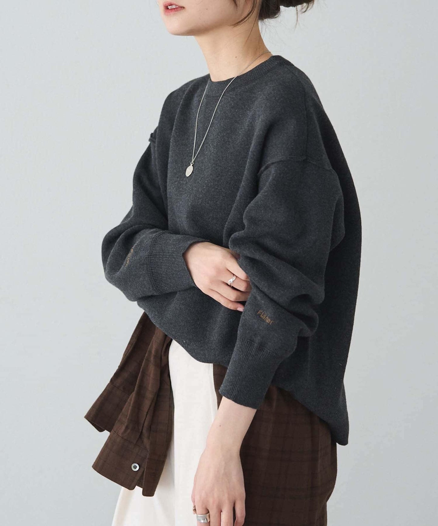 衛衣風格雙層提花針織衫