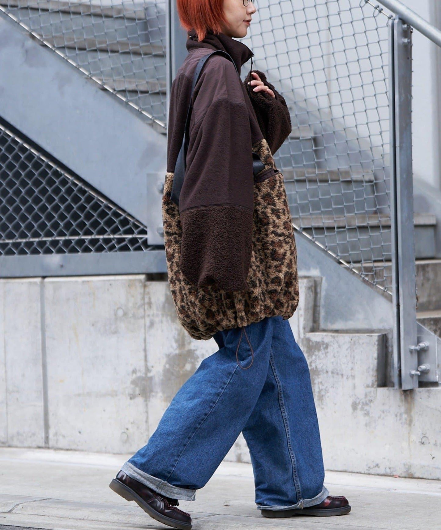 【etsinta/エシンタ】拼接羊羔絨寬鬆夾克