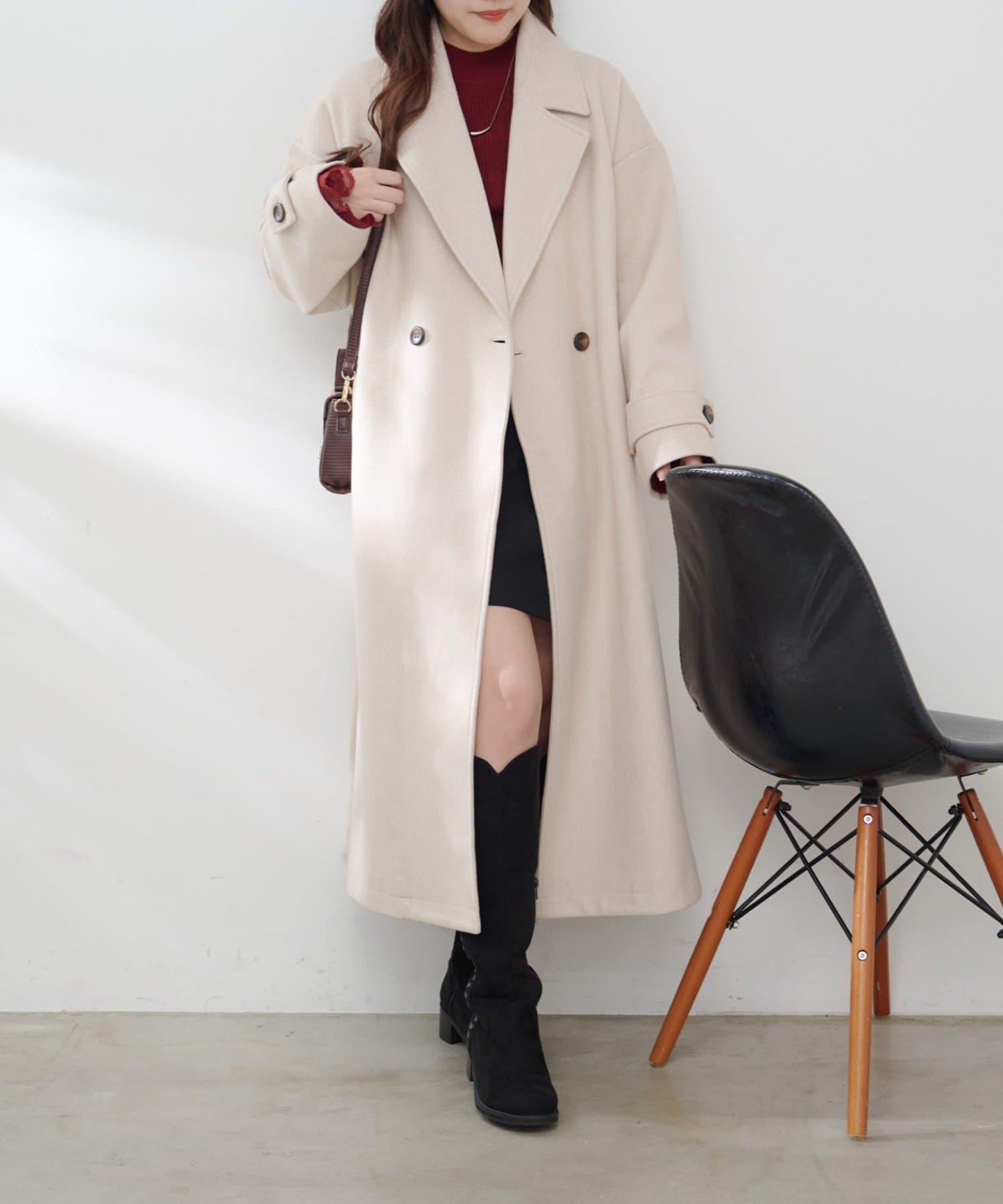 羊毛感雙排扣切斯特大衣