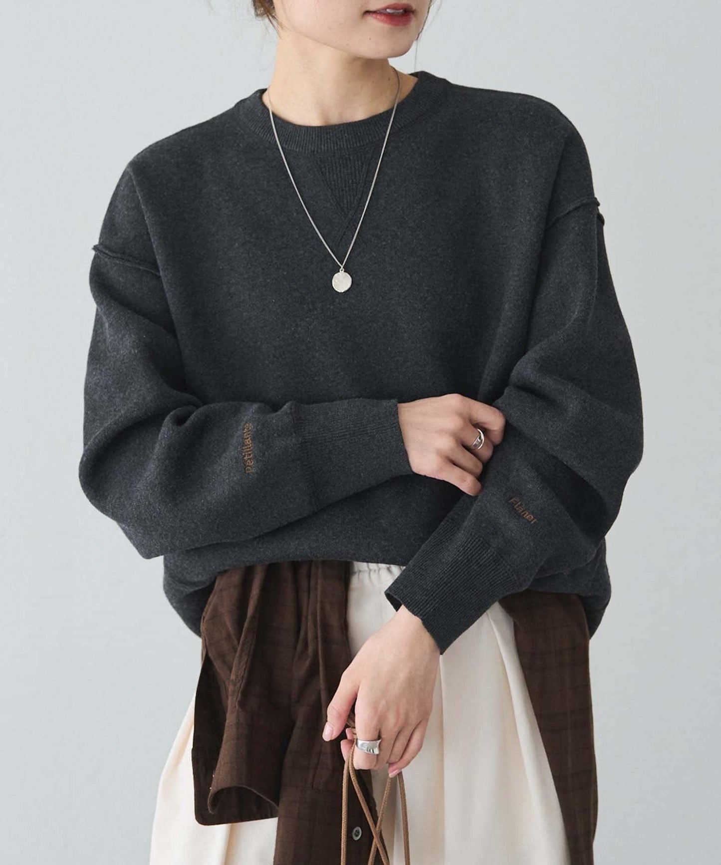 衛衣風格雙層提花針織衫