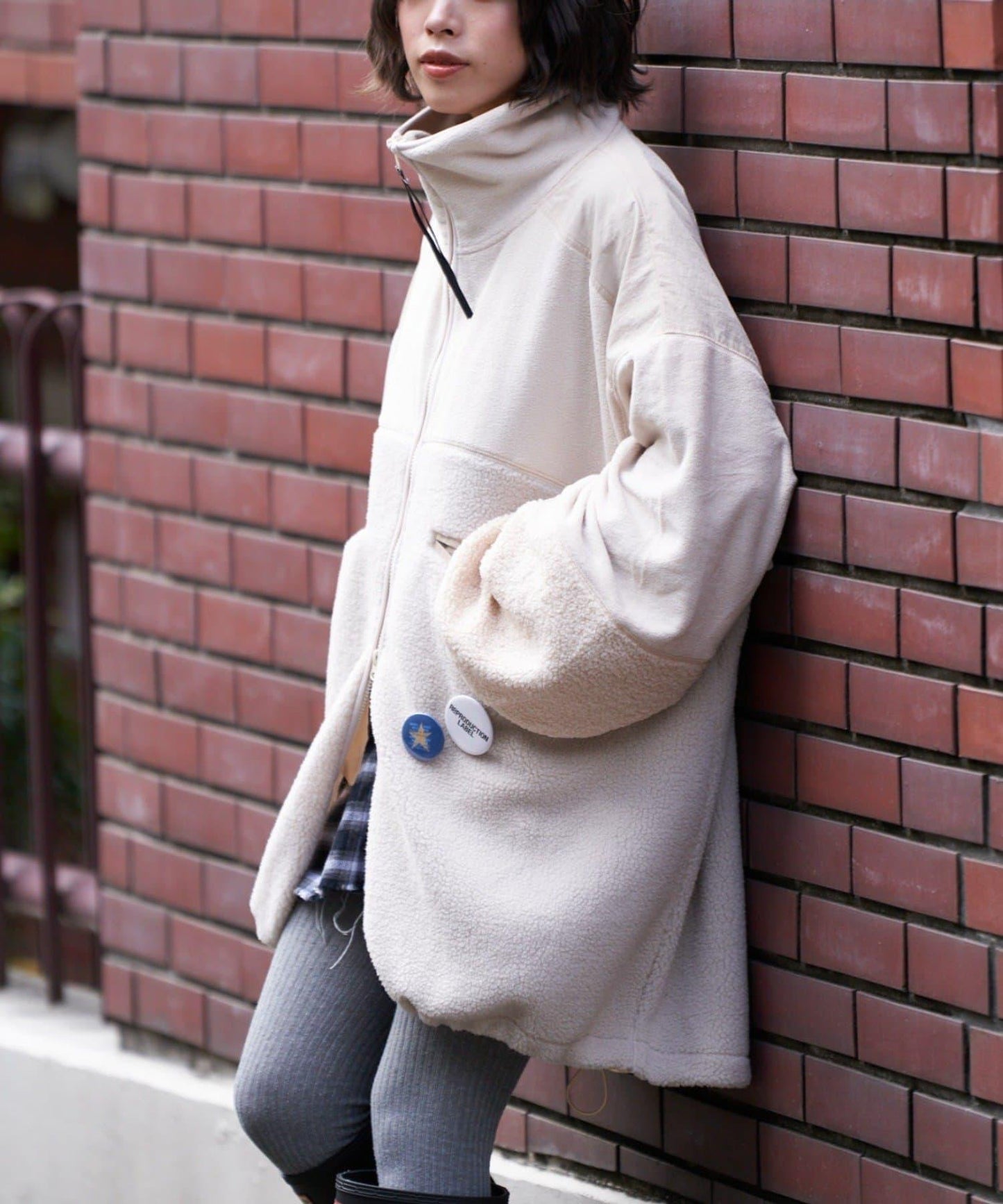 【etsinta/エシンタ】拼接羊羔絨寬鬆夾克