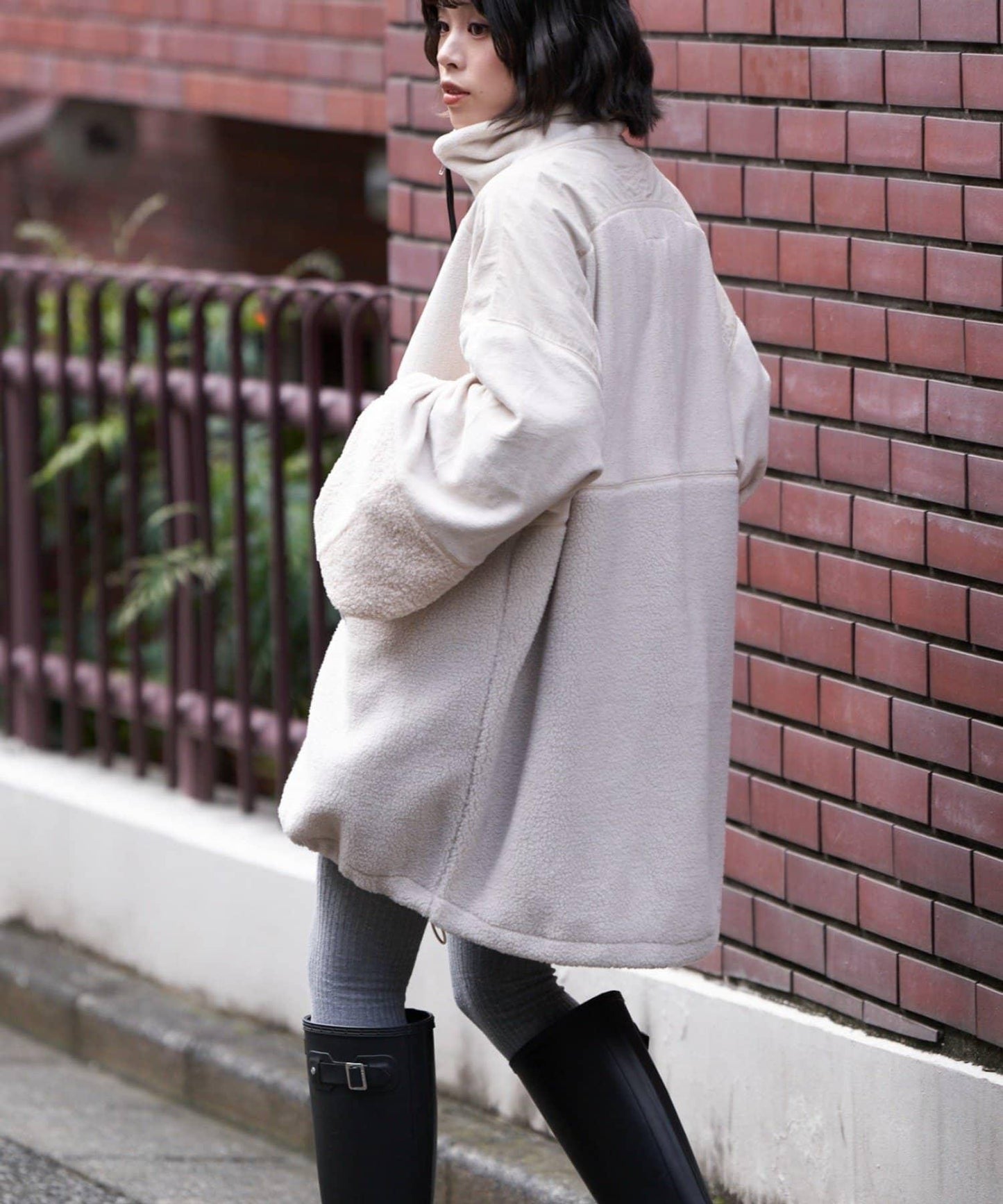 【etsinta/エシンタ】拼接羊羔絨寬鬆夾克