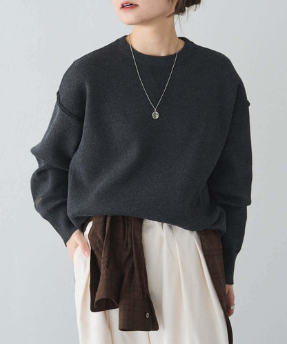 衛衣風格雙層提花針織衫