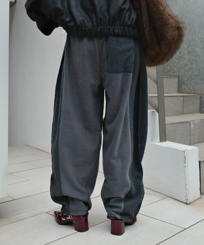 【etsinta/エシンタ】拼接羊羔絨休閒褲