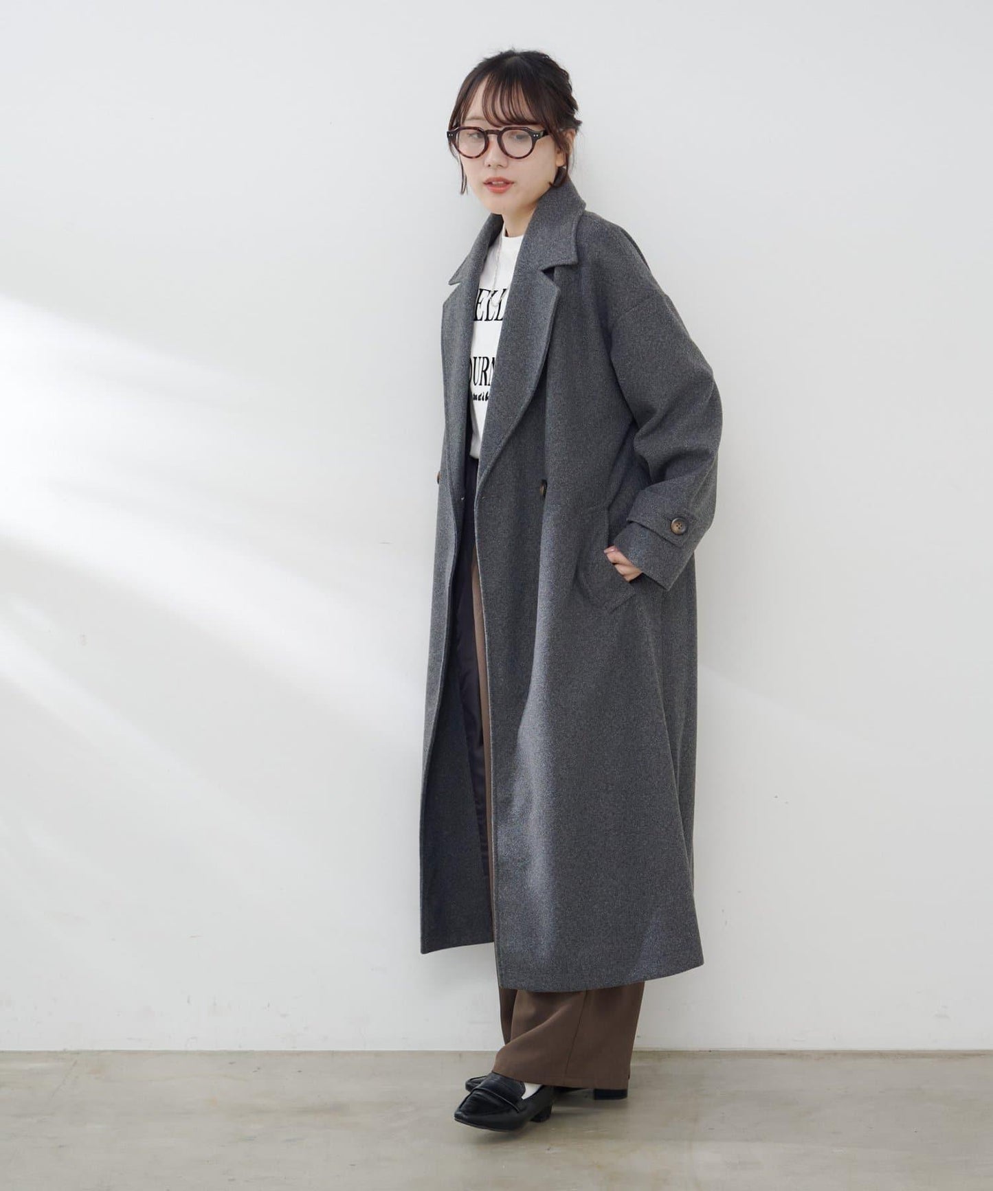 羊毛感雙排扣切斯特大衣