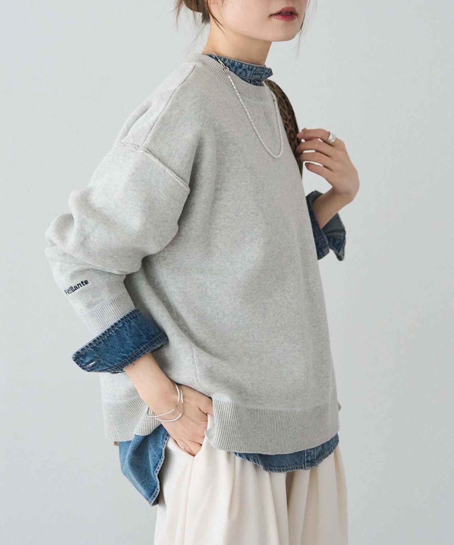 衛衣風格雙層提花針織衫