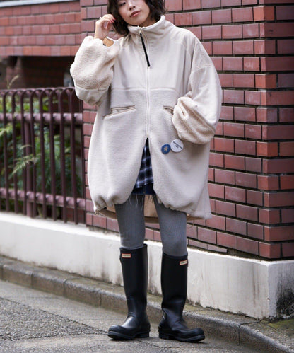 【etsinta/エシンタ】拼接羊羔絨寬鬆夾克