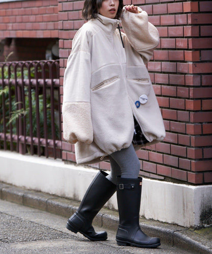 【etsinta/エシンタ】拼接羊羔絨寬鬆夾克