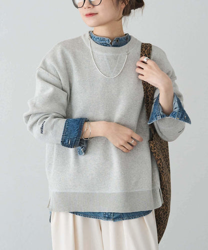 衛衣風格雙層提花針織衫