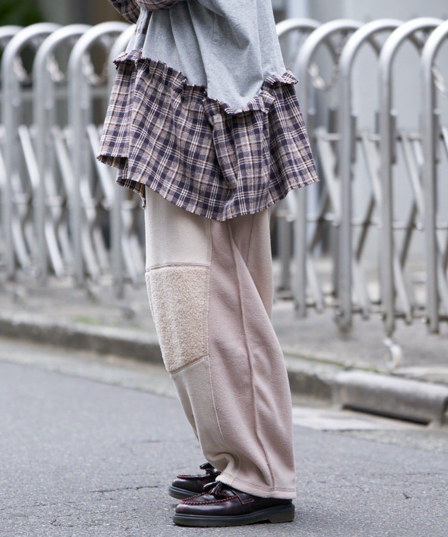 【etsinta/エシンタ】拼接羊羔絨休閒褲