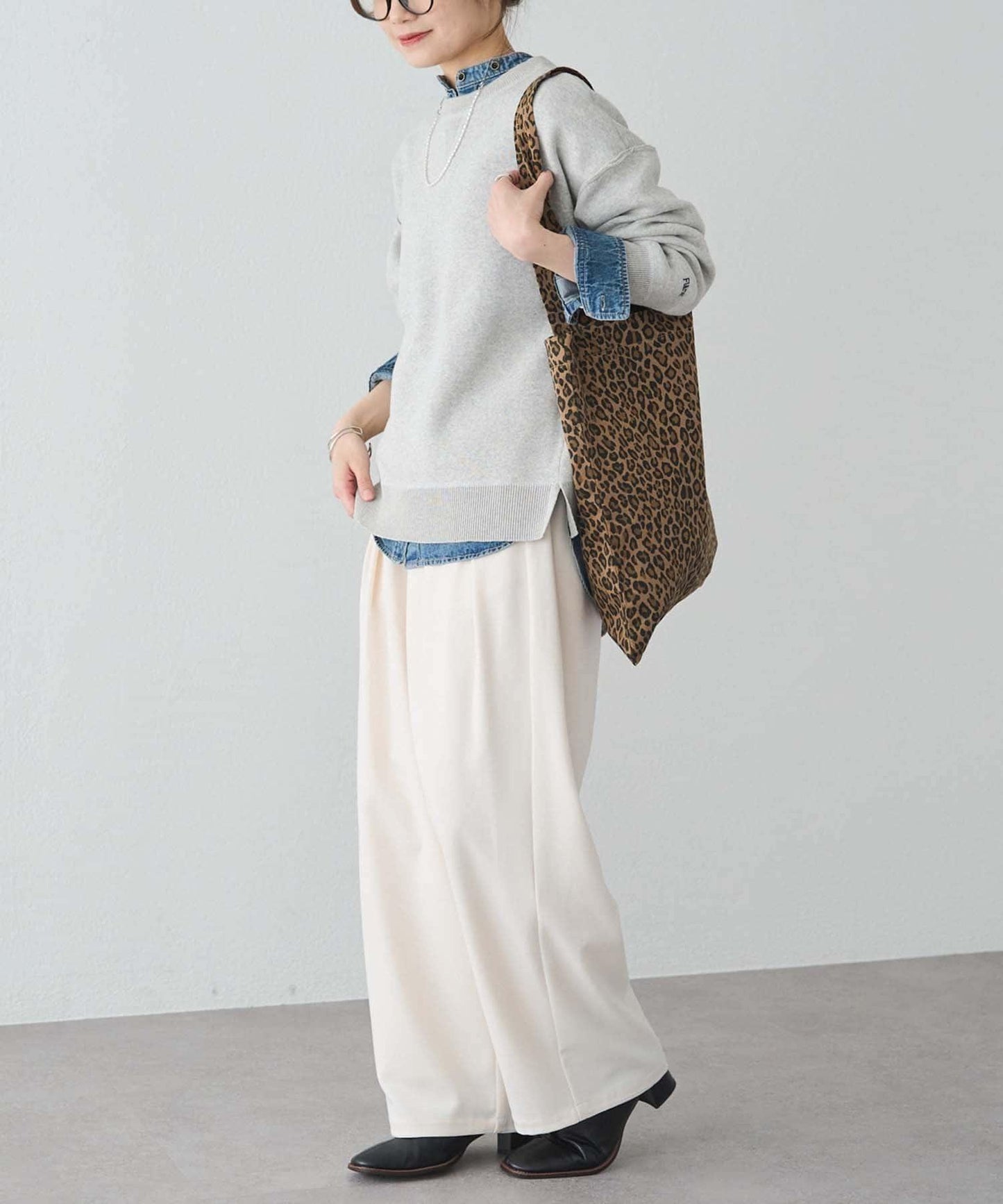 衛衣風格雙層提花針織衫