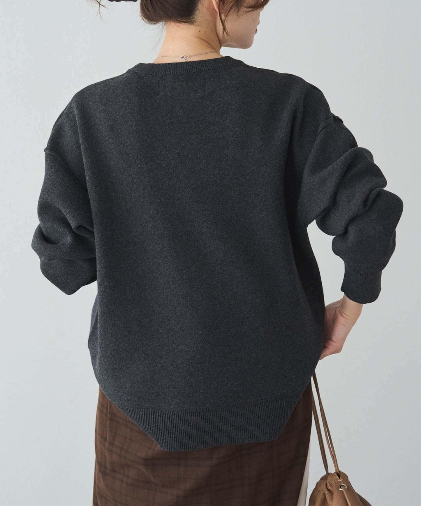 衛衣風格雙層提花針織衫