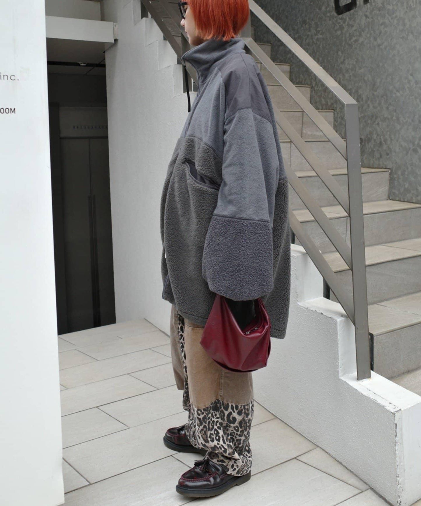 【etsinta/エシンタ】拼接羊羔絨寬鬆夾克