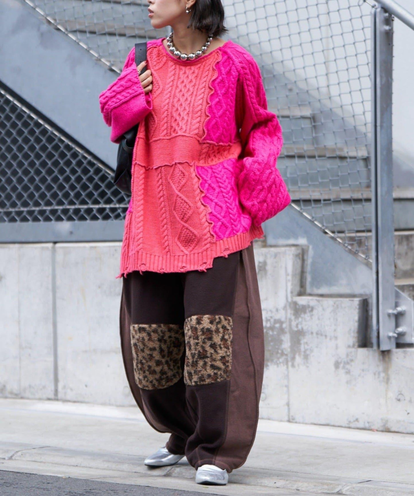 【etsinta/エシンタ】拼接羊羔絨休閒褲