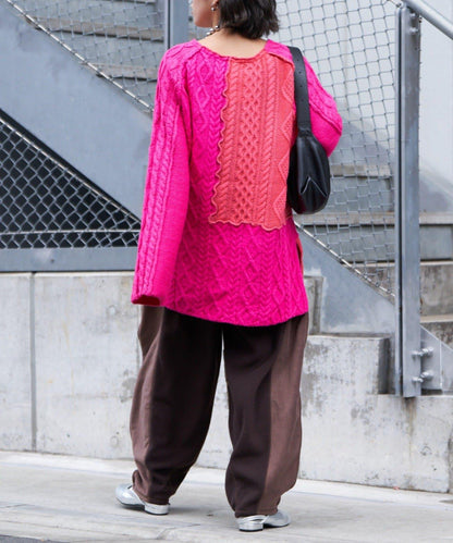 【etsinta/エシンタ】拼接羊羔絨休閒褲