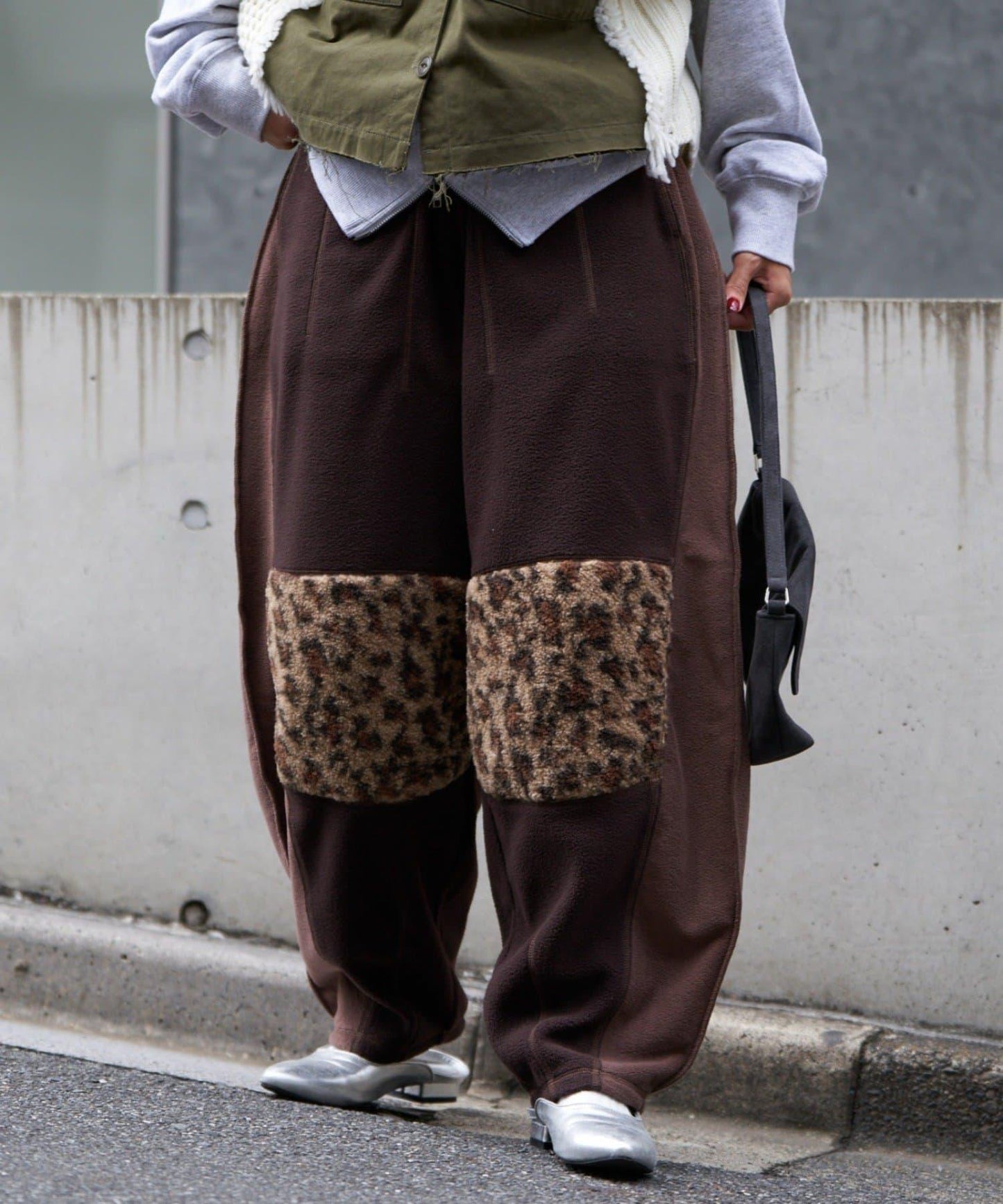 【etsinta/エシンタ】拼接羊羔絨休閒褲