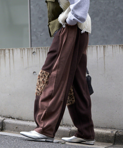 【etsinta/エシンタ】拼接羊羔絨休閒褲