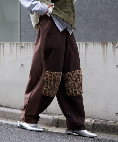 【etsinta/エシンタ】拼接羊羔絨休閒褲