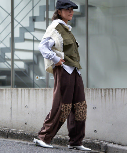 【etsinta/エシンタ】拼接羊羔絨休閒褲