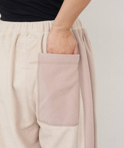 【etsinta/エシンタ】拼接羊羔絨休閒褲