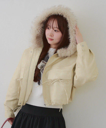 顯瘦造型最強外套【RMAF】連帽毛絨蝴蝶結飛行夾克