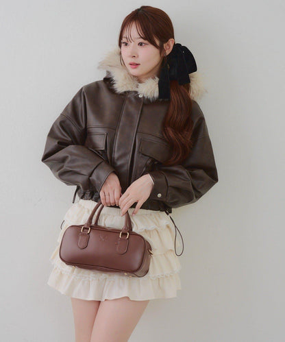 顯瘦造型最強外套【RMAF】連帽毛絨蝴蝶結飛行夾克