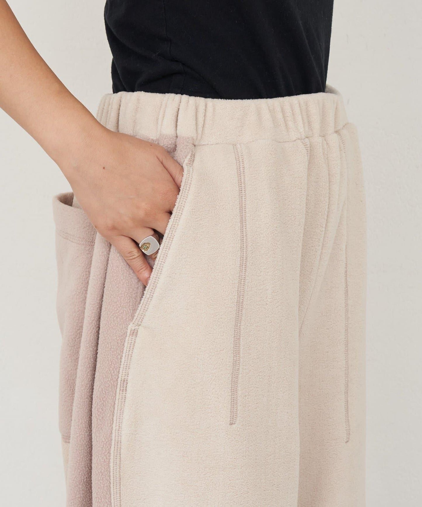 【etsinta/エシンタ】拼接羊羔絨休閒褲