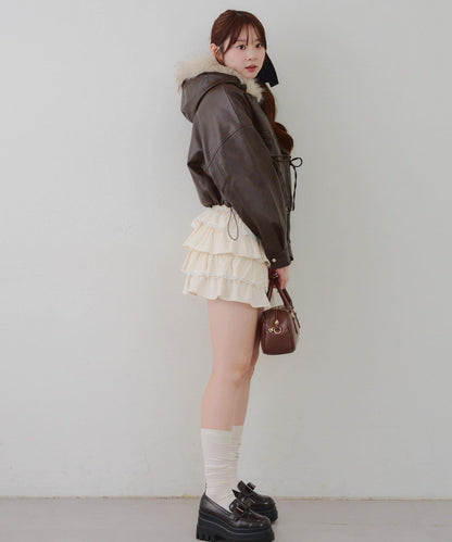 顯瘦造型最強外套【RMAF】連帽毛絨蝴蝶結飛行夾克