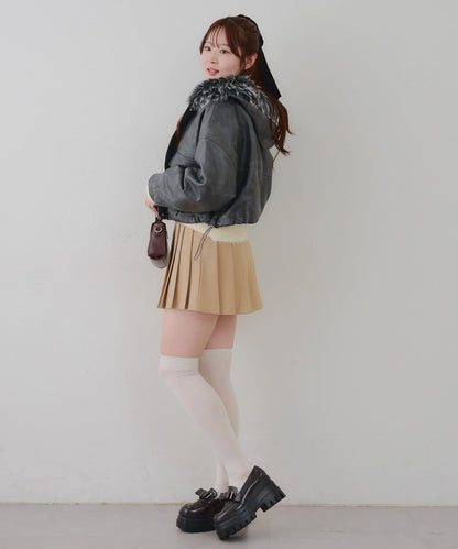 顯瘦造型最強外套【RMAF】連帽毛絨蝴蝶結飛行夾克