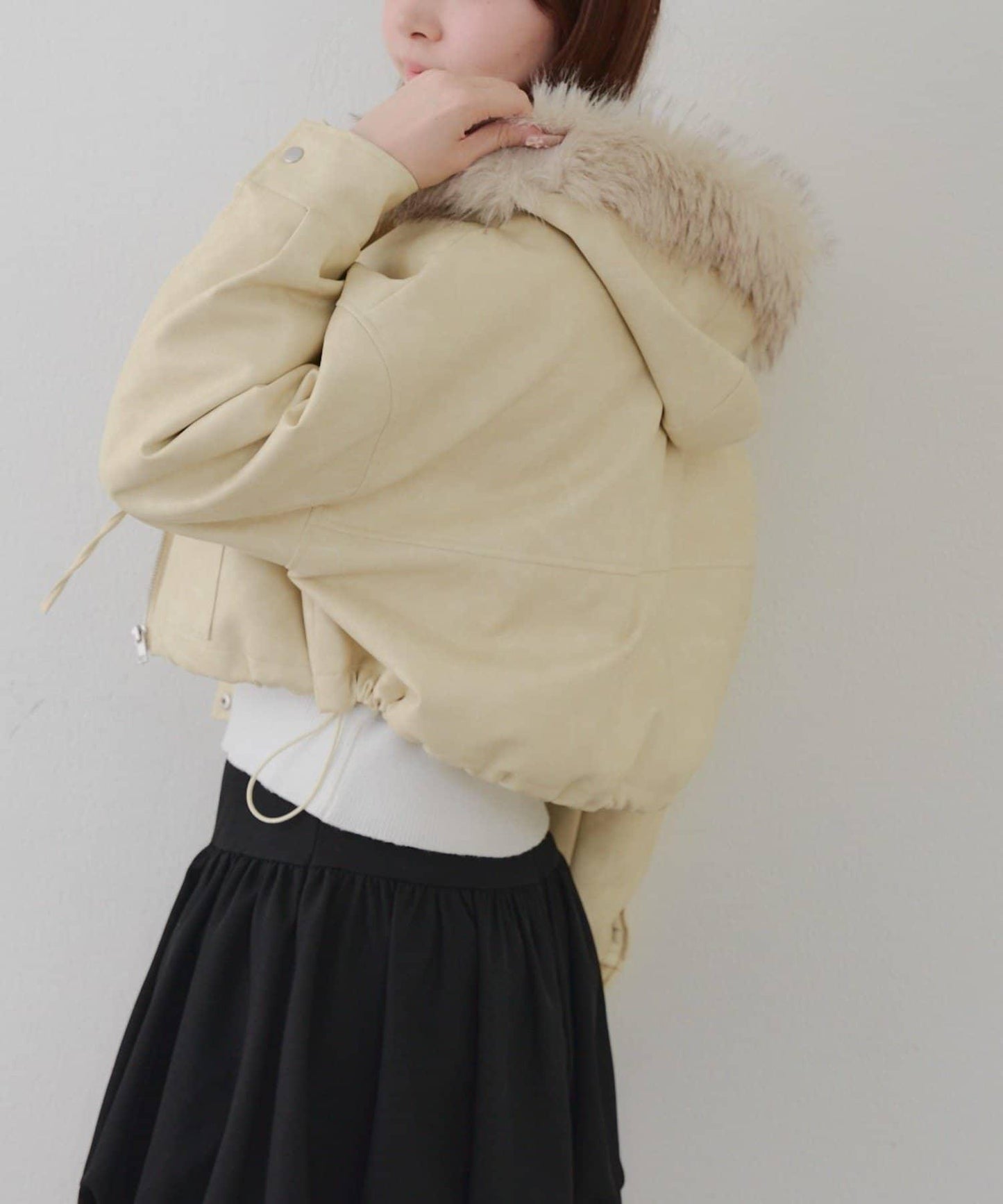 顯瘦造型最強外套【RMAF】連帽毛絨蝴蝶結飛行夾克