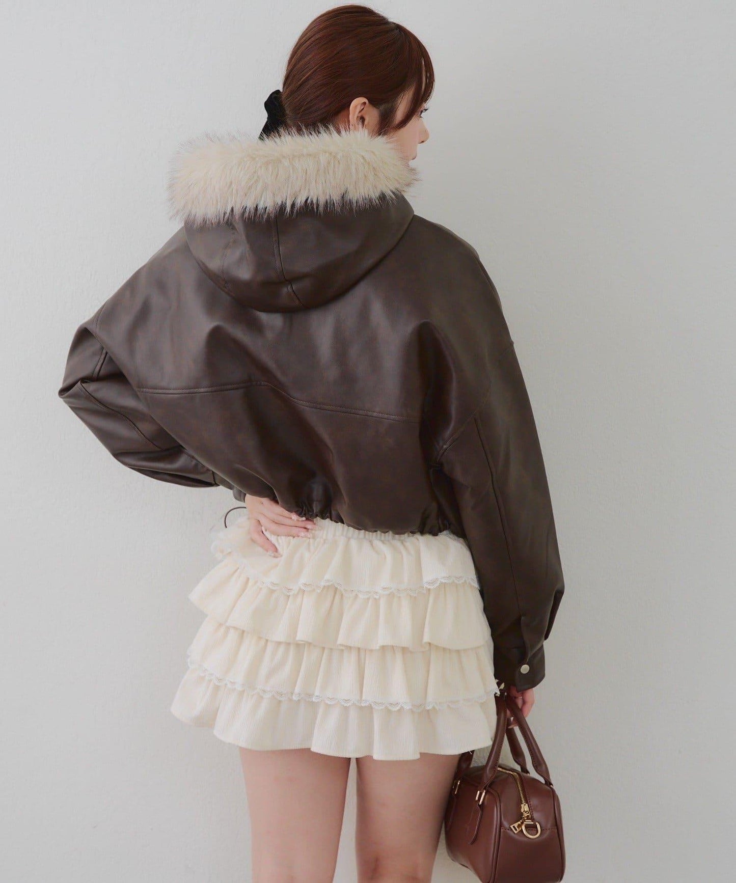 顯瘦造型最強外套【RMAF】連帽毛絨蝴蝶結飛行夾克