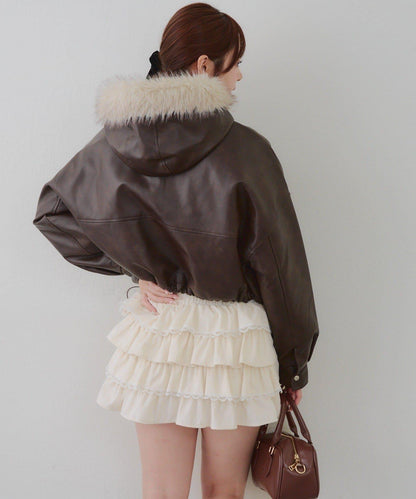 顯瘦造型最強外套【RMAF】連帽毛絨蝴蝶結飛行夾克