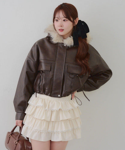 顯瘦造型最強外套【RMAF】連帽毛絨蝴蝶結飛行夾克