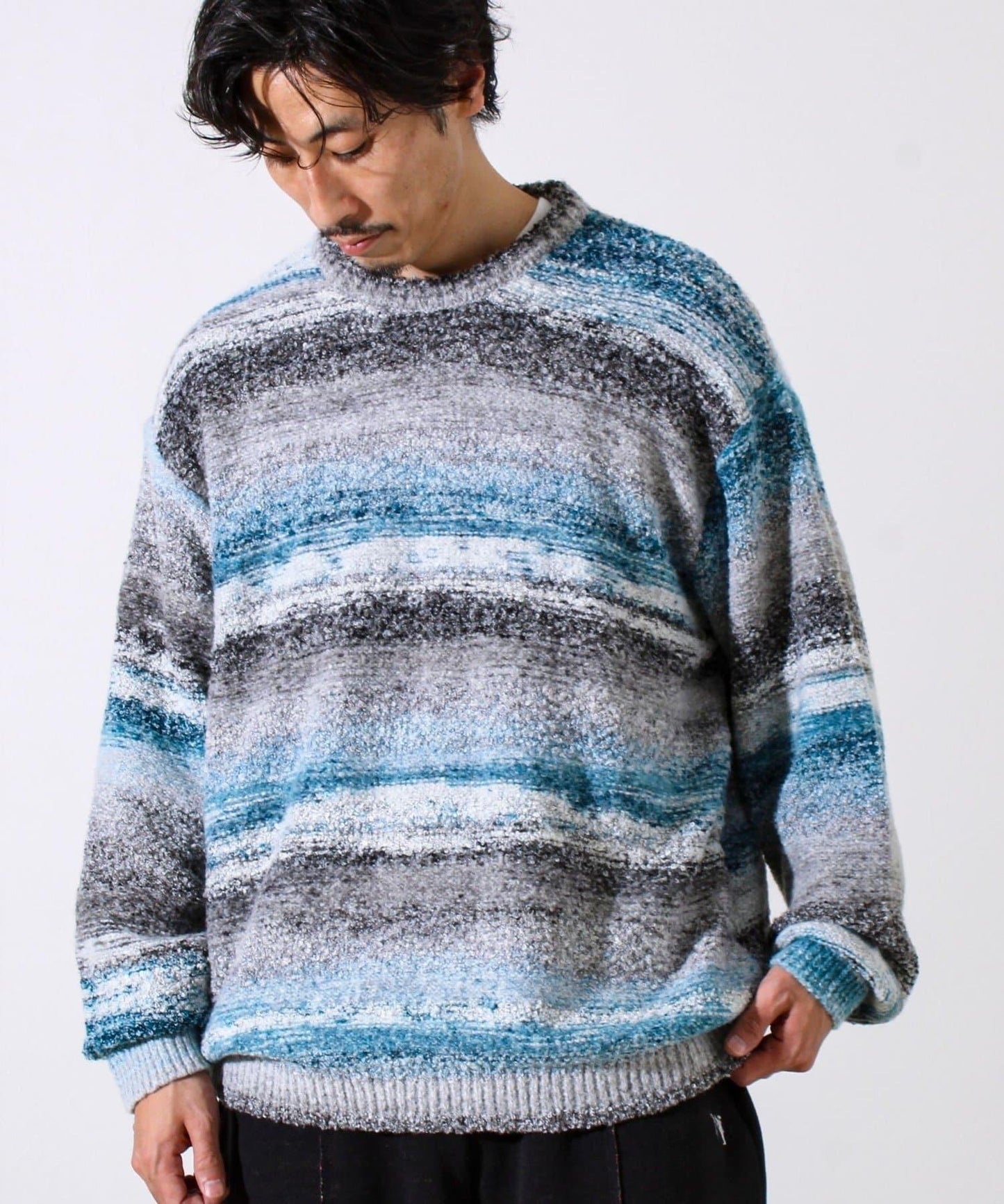 【蓬鬆立體感】漸變花呢套頭衫