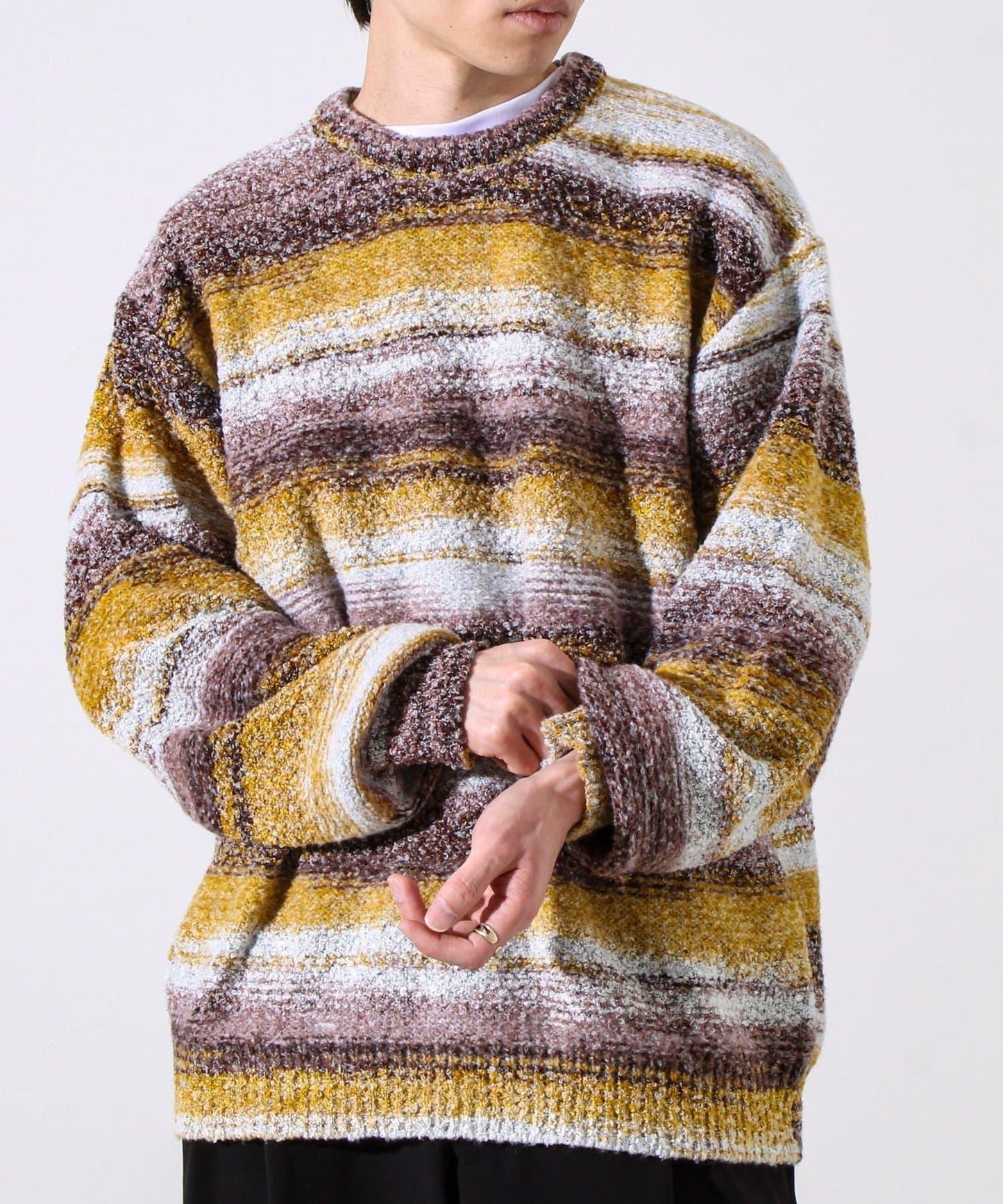 【蓬鬆立體感】漸變花呢套頭衫