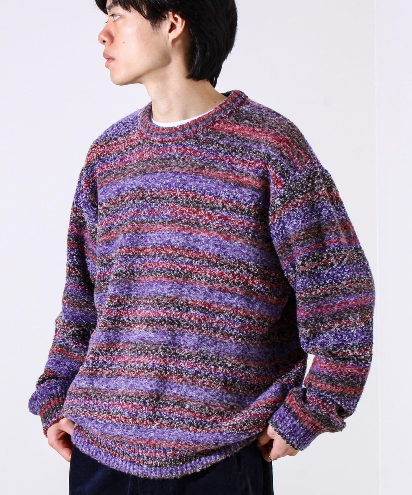 【蓬鬆立體感】漸變花呢套頭衫