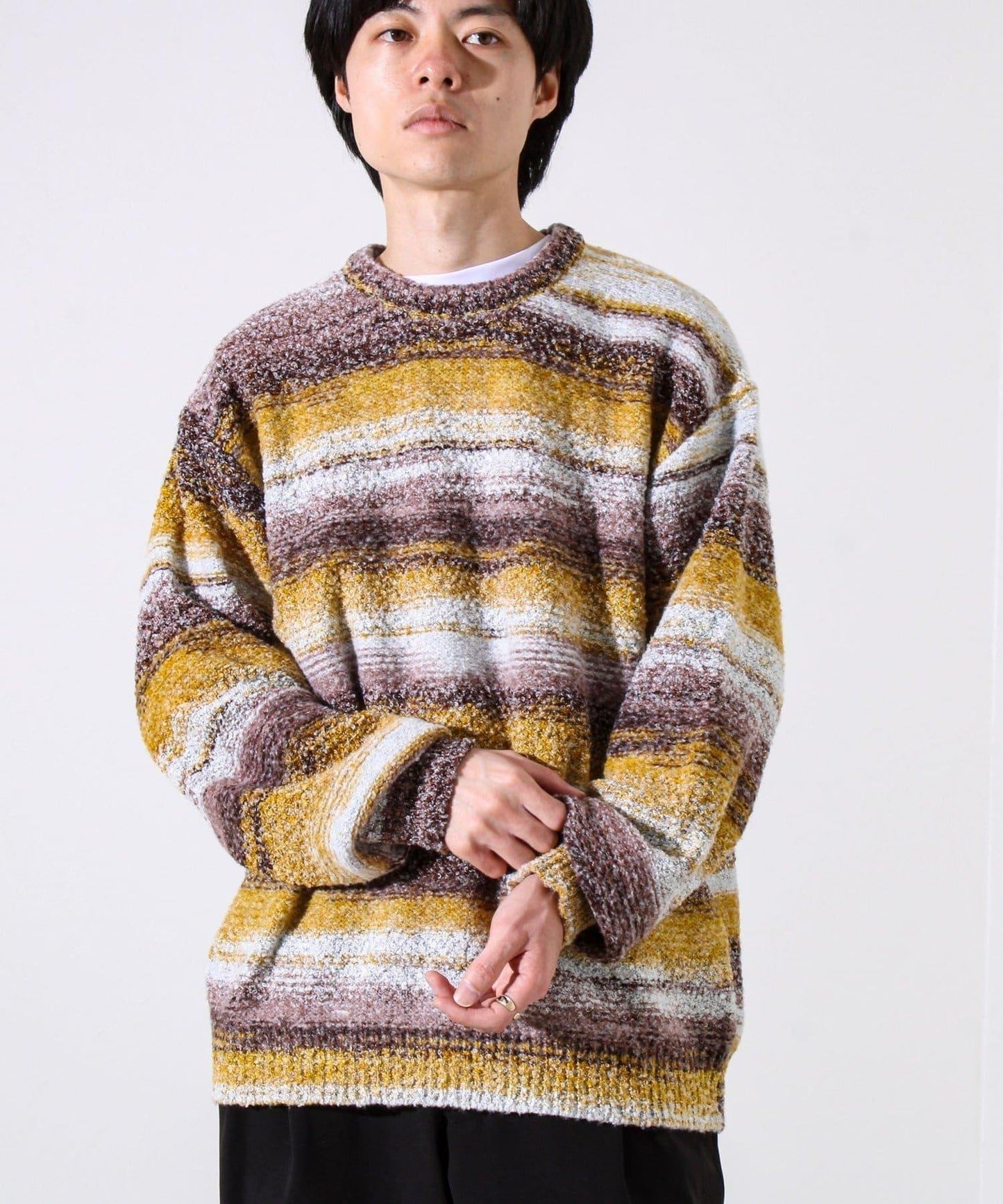 【蓬鬆立體感】漸變花呢套頭衫