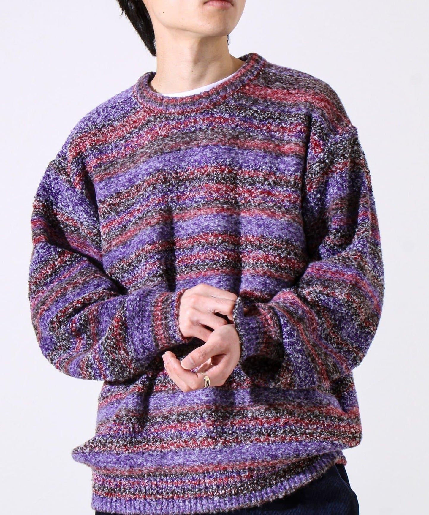 【蓬鬆立體感】漸變花呢套頭衫