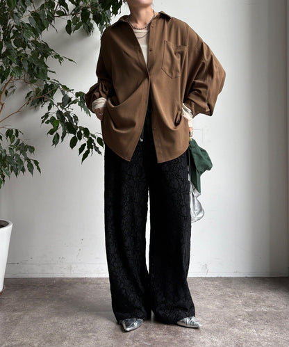 磨毛蕾絲休閒褲