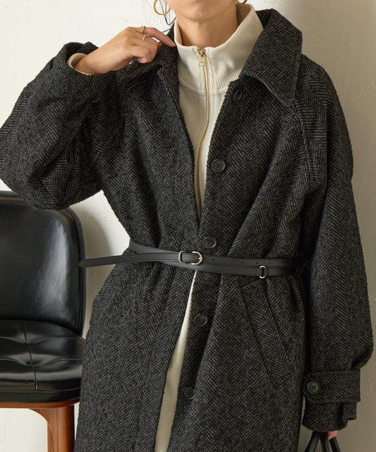 人字紋長款大衣