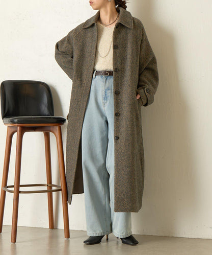 人字紋長款大衣