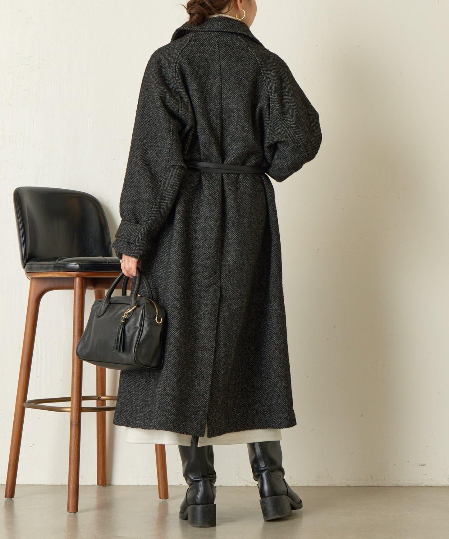 人字紋長款大衣