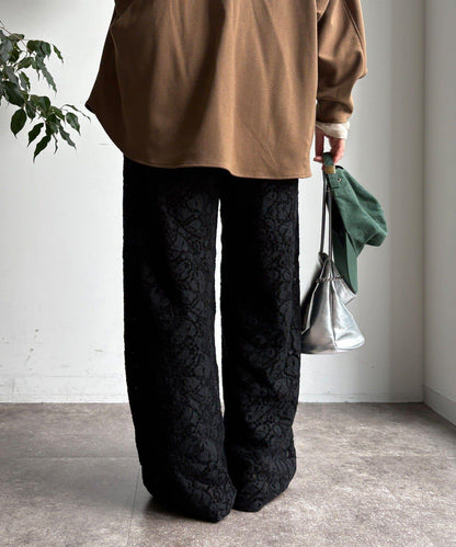 磨毛蕾絲休閒褲