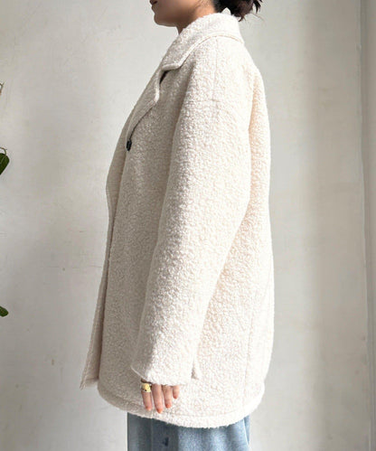 羊羔絨羽絨雙排扣西裝領大衣