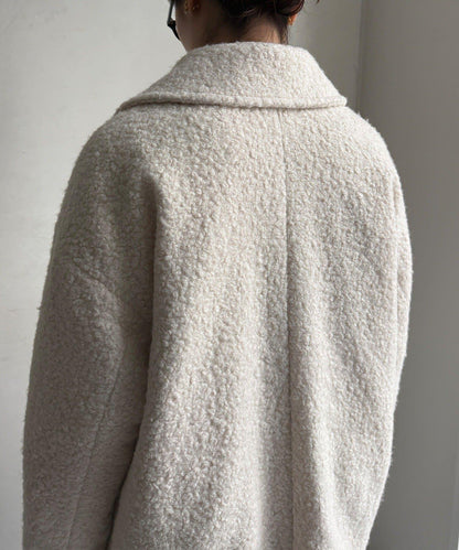 羊羔絨羽絨雙排扣西裝領大衣